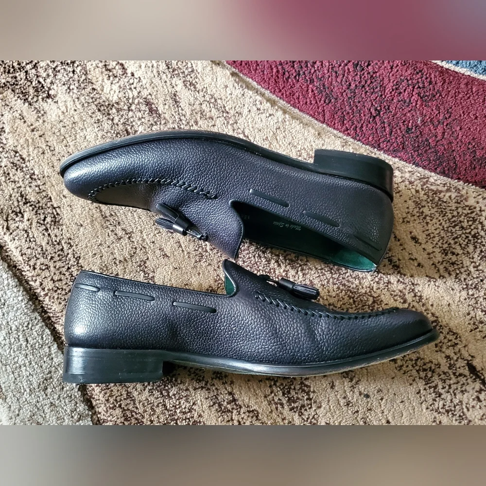 Mezlan Black Pebbled Leather Tassel Slip On Loafers 13559 Size 11 M - Picture 7 of 12